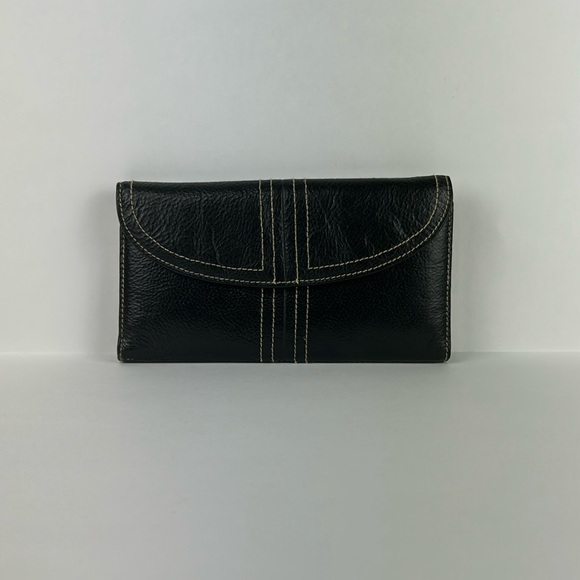 Buxton Handbags - Buxton Black Leather Clutch Wallet